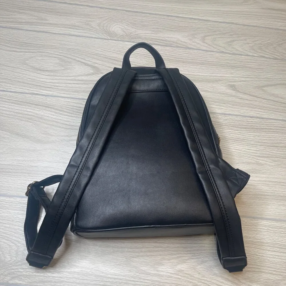 Marc New York By Andrew Marc Black Gold Zip BackPack Faux Leather